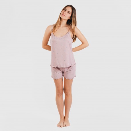 Pijama tirantes mujer soft Melanie malva
