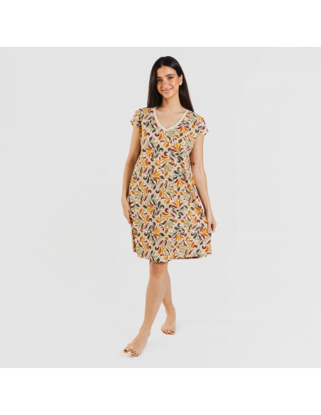 Vestido corto manga fluida crepe Cilian