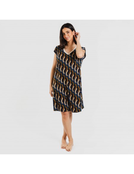 Vestido corto manga fluida crepe Roser