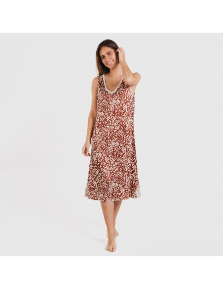 Vestido midi tirantes soft Miquela marrón