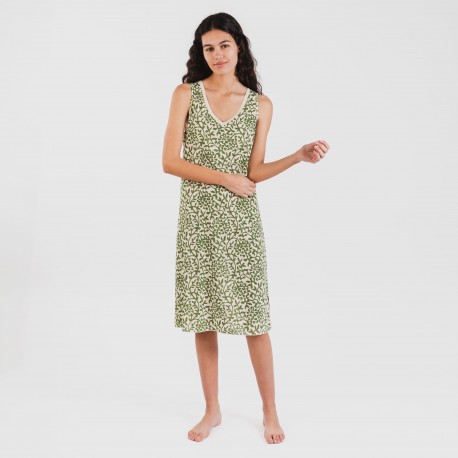 Vestido midi tirantes soft Meritxell verde caceria