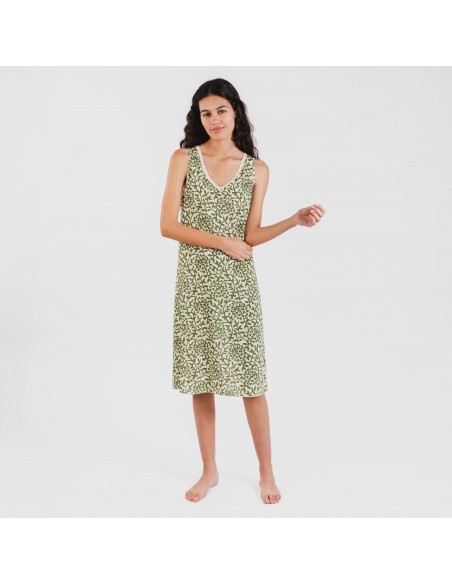 Vestido midi tirantes soft Meritxell verde caceria