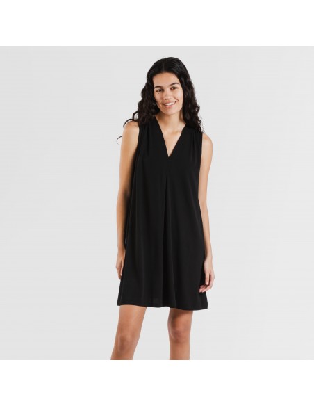 Vestido corto crepe liso