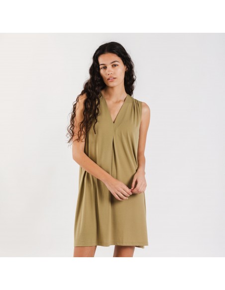 Vestido corto crepe liso