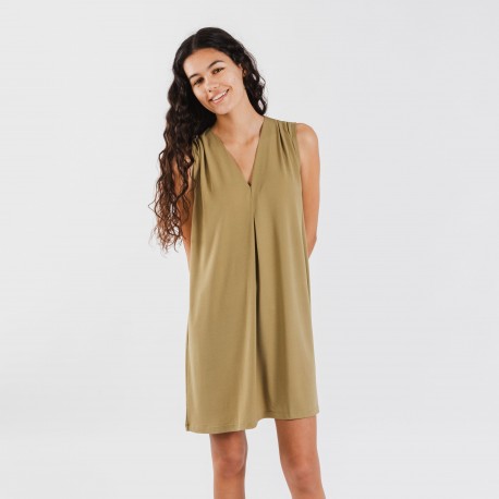 Vestido corto crepe liso