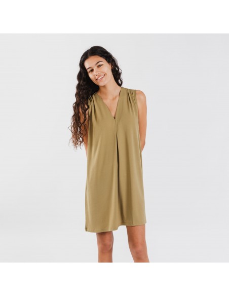 Vestido corto crepe liso