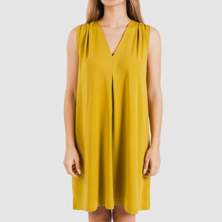 Vestido corto crepe liso