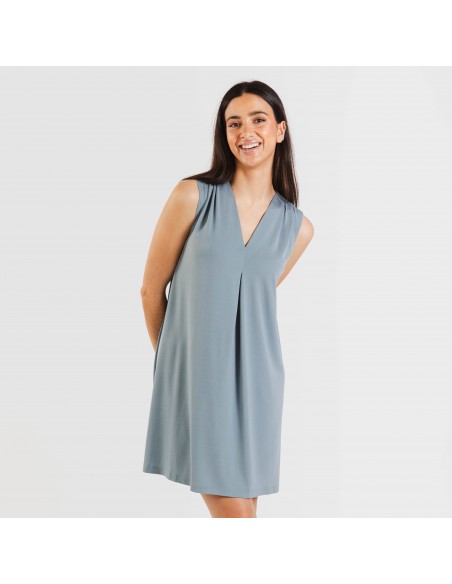 Vestido corto crepe liso