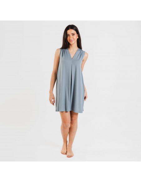 Vestido corto crepe liso