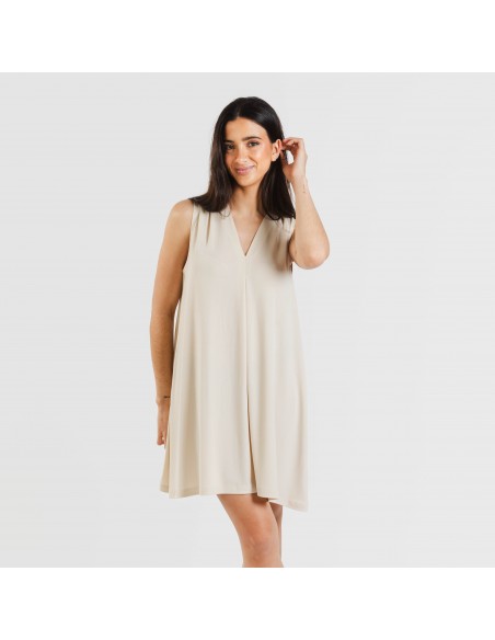 Vestido corto crepe liso
