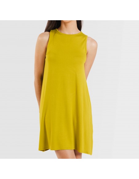 Vestido corto tirantes viscosa liso