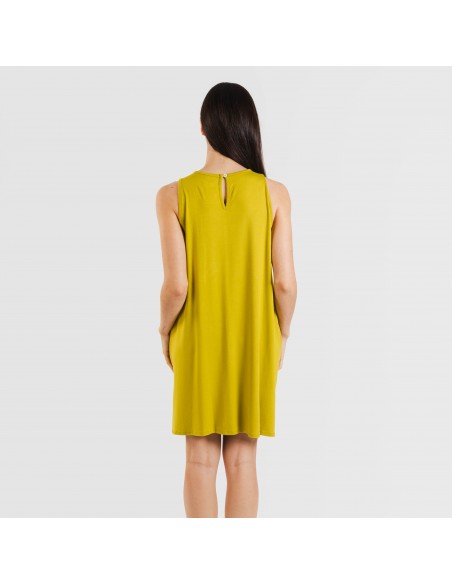 Vestido corto tirantes viscosa liso