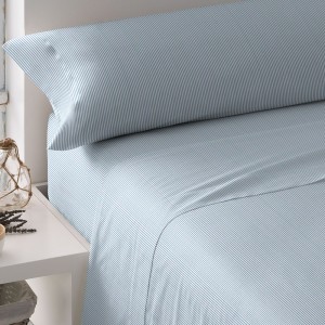 Juego de sábanas Lista celeste