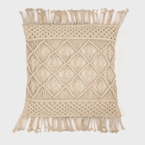 Cojin cuadrante algodón macramé Valiartis natural 45x45 - funda + relleno