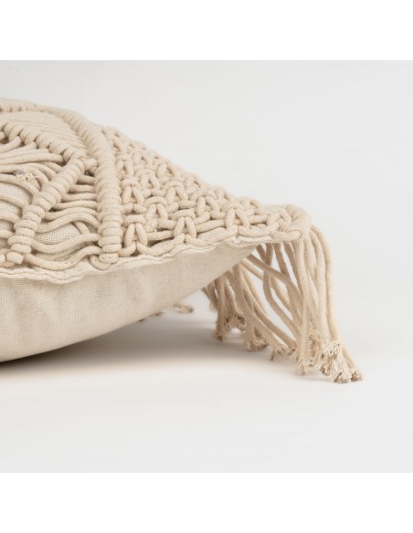 Cojin cuadrante algodón macramé Valiartis natural 45x45 - funda + relleno