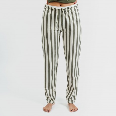 Pijama largo algodón Raya Avilés verde caceria