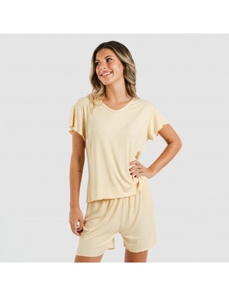 Pijama corto de manga corta mujer canale viscosa liso