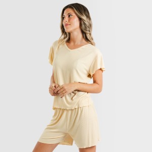 Pijama corto de manga corta mujer canale viscosa liso 2