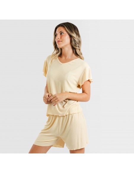 Pijama corto de manga corta mujer canale viscosa liso