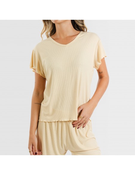 Pijama corto de manga corta mujer canale viscosa liso