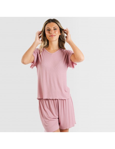 Pijama corto de manga corta mujer canale viscosa liso