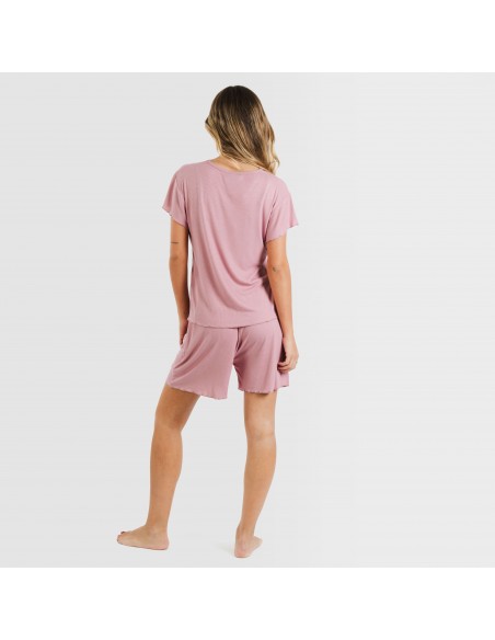 Pijama corto de manga corta mujer canale viscosa liso