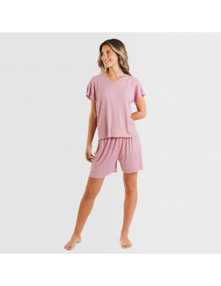 Pijama corto de manga corta mujer canale viscosa liso