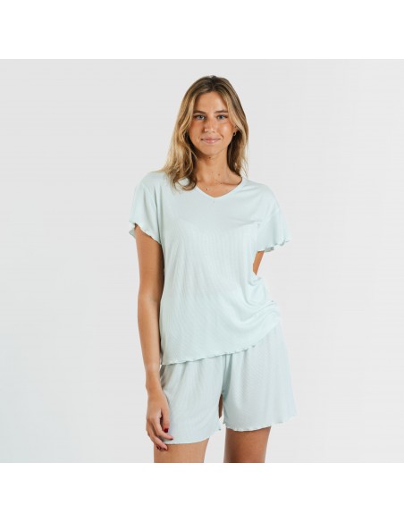 Pijama corto de manga corta mujer canale viscosa liso