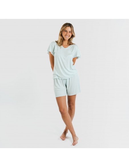 Pijama corto de manga corta mujer canale viscosa liso