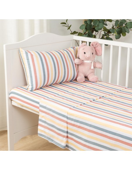 Juego de sábanas algodón Raya Laia cuna