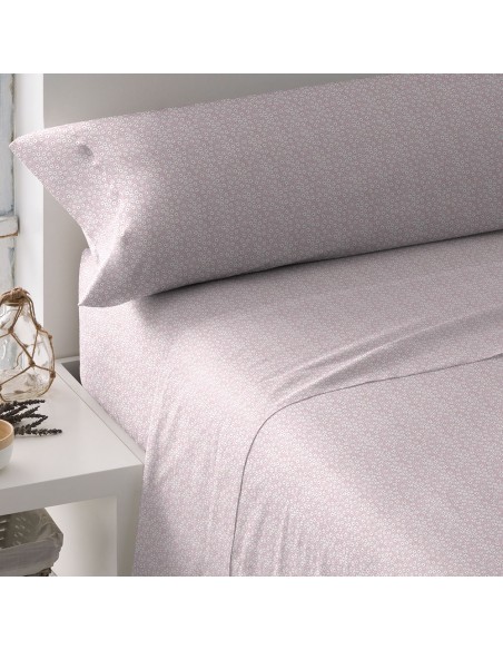 Juego de sábanas algodón Maddy malva rosa