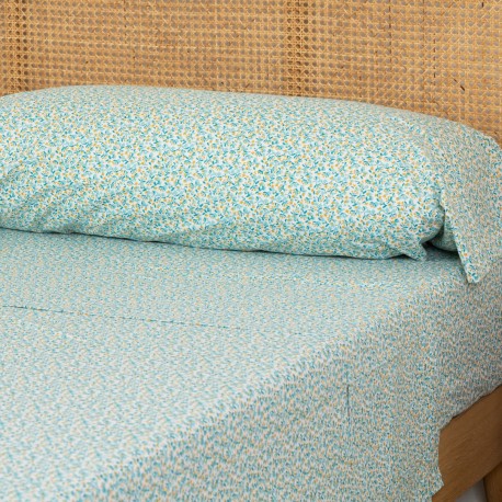 Juego de sábanas algodón percal Uriva verde tiffany