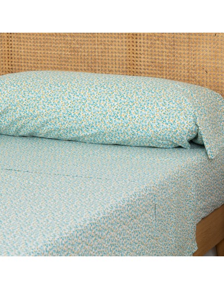 Juego de sábanas algodón percal Uriva verde tiffany