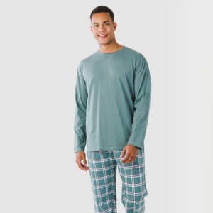 Pijama largo algodón hombre Jamis verde blue 2