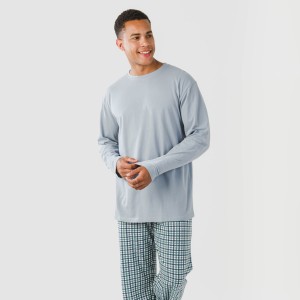 Pijama largo algodón hombre Cuadro Joshua verde 2