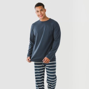 Pijama largo algodón hombre Raya Sailor azul marino