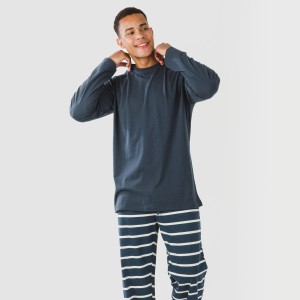 Pijama largo algodón hombre Raya Sailor azul marino 2