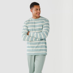 Pijama largo algodón hombre Raya Arellano verde agua