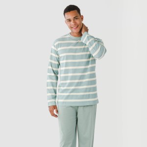 Pijama largo algodón hombre Raya Arellano verde agua 2