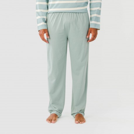 Pijama largo algodón hombre Raya Arellano verde agua