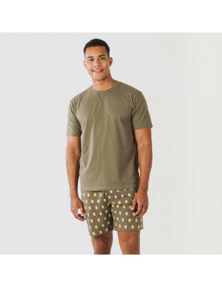 Pijama corto algodón hombre Taleb verde