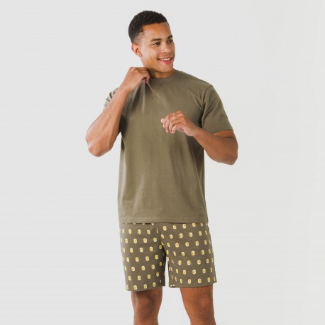 Pijama corto algodón hombre Taleb verde