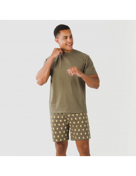 Pijama corto algodón hombre Taleb verde