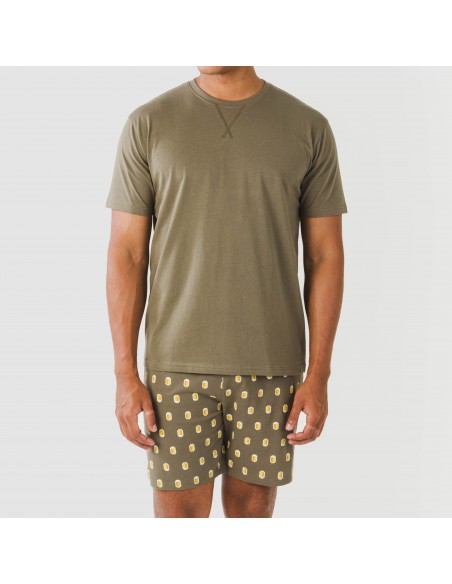 Pijama corto algodón hombre Taleb verde