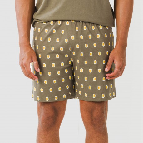 Pijama corto algodón hombre Taleb verde