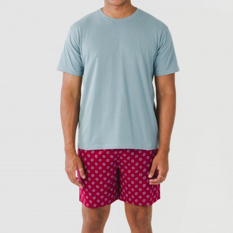 Pijama corto algodón hombre Benetto azul