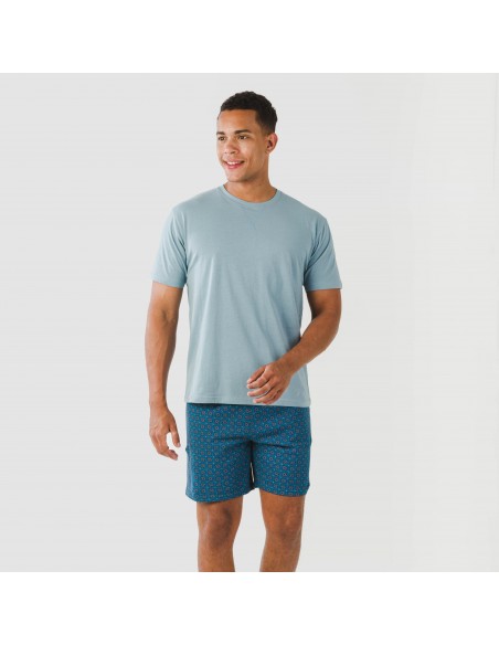Pijama corto algodón hombre Hamza azul