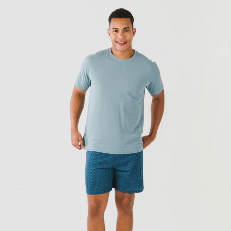 Pijama corto algodón hombre Hamza azul