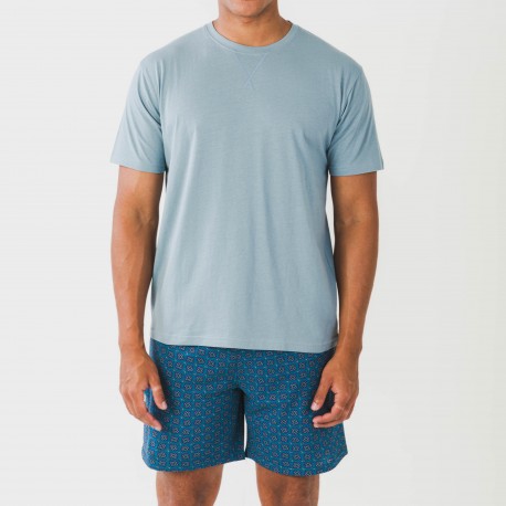 Pijama corto algodón hombre Hamza azul