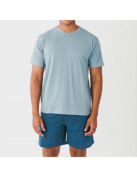 Pijama corto algodón hombre Hamza azul